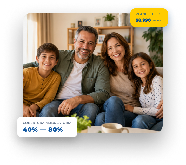 Familia protegida con un plan individual de salud de Sermecoop